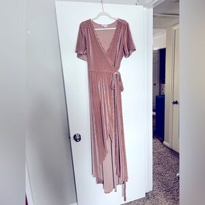 Baltic Born Andi Ribbed Champagne Velvet Wrap Dress XXL Formal Bridesmaid